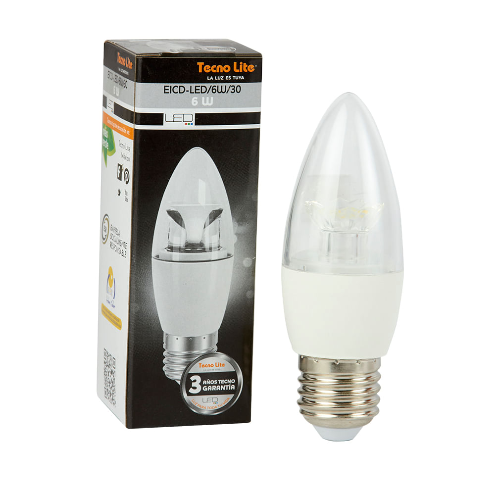 Bombilla Vela Led 6w Blanco 3000k Tecnolite Eicd Led6w30 Masluz